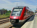 648 120 steht als RE 6 (Prignitz Express) im Bahnhof Wittstock (Dosse) am 24.