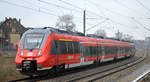 RB24 nach Senftenberg mit 442 321 am 14.02.20 Höhe Betriebsbahnhof Schöneweide in Berlin.