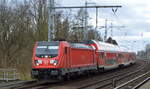 DB Regio AG - Region Nordost mit  147 015  [NVR-Nummer: 91 80 6147 015-2 D-DB] und dem RE3 am 05.04.22 Berlin Buch.