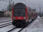 RB14 aus Nauen fhrt jetzt in den Bahnhof Lbbenau/Spreewald ein.