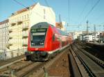 Regio RE 2 nach Cottbus bei der Einfahrt in den Bahnhof Friedrichsstrasse.02.05.08