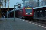 Auf Gleis 1 des Brandenburger Hauptbahnhof angekommen die RE1 (RE 38080) aus Frankfurt Oder.