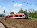 Ein Doppelpack 646-er der RB 12 von Berlin-Lichtenberg nach Templin Stadt. hier bei der Ausfahrt im Bf Nassenheide am 13.05.2011.