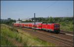 DB 112 133-4 schiebt den RE5 am 18.06.2012 nach Bln.-Sdkreuz (gesehen Berlin Bornholmer Strae)