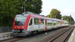 Ein VIAS-Zug zur Fahrt in Richtung Odenwald bei seinem Aufenthalt in Darmstadt Ost. Aufgenommen am 26.9.2016 16:18