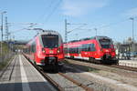 442 844 als S1(Rostock-Warnemünde)bei der Einfahrt in Warnemünde-Werft.20.04.2019