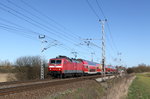 120 203-5 als RE 4308 von Rostock nach Hamburg. Fotografiert am 01.04.2016 in Sildemow. 