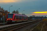 Kreuzung von DB Regio LINT 41 Triebwagen in Torgelow am frühen Abend von und nach Jatznick.