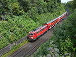 111 191 zieht Ende Juli 2020 RE4 Richtung Aachen durch Schwelm.
