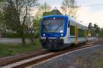 Am 11.04.2014 verlässt VT 650 352 von Rhenus Veniro den Bahnhof Emmelshausen in Richtung Boppard Hbf. Bahnstrecke 3020 Simmern - Boppard Süd