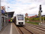 abellio 1648 431 als RE 75709 von Goslar nach Halle (S) Hbf, am 28.09.2019 in Aschersleben.