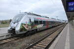 Abellio 9442 112 + 9442 xxx als RE 74530 nach Erfurt Hbf, am 03.04.2023 in Naumburg (S) Hbf.