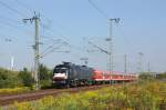 Am 22.08.2011 ist 182 509-0 mit der Regionalbahn von Halle nach Eisenach unterwegs.