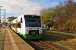 EB VT 011  ilmenau himmelblau  steht am 03.11.2011 als EB 80656 nach Bad Langensalza abfahrbereit im Bf Gotha. 