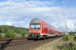 Doppelstock-Steuerwagen der Bauart DABbuzfa 760 als RegionalBahn unterwegs nach Halle (Saale) im Juli 2015. Aufgenommen bei Wutha-Farnroda.