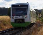 Zwei Stunden später - Nachdem wir VT 331 der Erfurter Bahn auf dem Weg nach Saalfeld um 15.48 Uhr in Harra Nord abgelichtet haben, ist der Regioshuttle um 17.54 Uhr wieder auf dem Rückweg