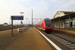 Ausfahrt einer Regionalbahn ( RE9 Kassel-Halle/S.)am 15.02.2015 aus dem Bahnhof Nordhausen.