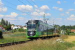 Eine Doppeltraktion, bestehend aus 2* ET2010 der Albtalverkehrsgesellschaft, passierte gerade Bad Wimpfen-Hohenstadt und fährt gen Sinsheim (Elsenz) Hbf.