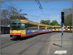 Nun fhrt auch die S1 nach Bad Herrenalb mit dem Stadtbahn-Tw 580 in den Albtalbahnhof in Karlsruhe ein. (04.05.2008)
