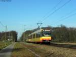 20.03.2011: Wagen 859 und weiterer Triebwagen als S31 Eilzug von Menzingen nach Freudenstadt Hbf. Bis Karlsruhe Hbf bedient der Zug alle Stationen, bevor es dann als richtiger Eilzug weitergeht nach Freudenstadt. Aufgenommen zwischen Weingarten und Karlsruhe-Durlach bei der Siedlung Im Brhl.