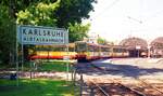 AVG Albtalbahn__Die Albtalbahn hatte ja seit Anbeginn 1897 auch einen eigenen Bahnhof : den Albtalbhf. in Karlsruhe. Seit 1915 findet man ihn Ecke  Ebertstra�e und Schwarzwaldstra�e, nicht weit vom Hbf.__31-05-1994