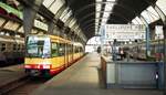 AVG Albtalbahn__Tw 812 [GT8-100C/2S; DUEWAG/ABB; 1994] als S3 nach Bruchsal im Hbf Karlsruhe.__31-05-1994