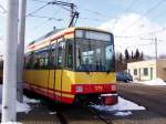 Stadtbahnwagen 575 in Hochstetten auf Gleis 11 abgestellt.
