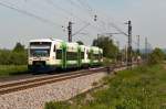 BSB88459 (Waldkirch - Freiburg Hbf) mit Regioshuttle 14 und 1* am 7. Mai 2011 in Denzlingen.