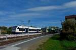 Bahnhof Gottenheim, einzige Ausweichstelle auf der S-Bahn-Strecke von Freiburg nach Breisach und Anschlu an die Kaiserstuhlbahn, Okt.2012  