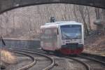 City-Bahn Chemnitz VT512 verlsst am 06.03.2012 den Hp.