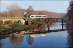 Am 19.11.2012 bernahm ein Triebwagen der Freiberger Eisenbahngesellschaft den Pendelverkehr zwischen Chemnitz und Hainichen.