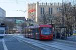 Chemnitz, Straße der Nationen. Adtranz 6NGT-LDZ #416 als Linie C11 steht an der Haltestelle Roter Turm. Die Aufnahme stammt vom 14.02.2018. 