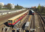 Zwei aktuelle Baureihen der Berliner S-Bahn. Links die Baureihe 485, liebevoll  Coladose  genannt. Rechts die Baureihe 480. Foto:April 2020 