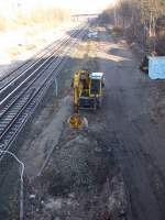 Hier entsteht der neue S-Bhf. Kolonnenstr.  mit zwei Seitenbahnsteigen.Rechts im Hintergrund erkennt man noch die   Reste des gleichnamigen Bhf`s der bis kurz vor Kriegsende die von  der Ringbahn