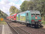 146 010 mit der S1 in Richtung Meißen / Triebisch bei der Einfahrt in den Bahnhof Krippen in Richtung Bad Schandau am 13.