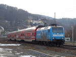 DB 146 013 mit der S 31737 (S1) von Meißen Triebischtal nach Schöna, am 17.02.2017 in Königstein.