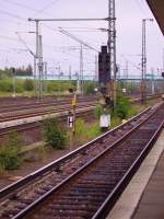 Signal 677 steht an der Nordausfahrt vom Bahnhof Hamburg-Wilhelmsburg.