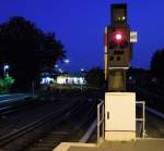 Sommerabend: Blick vom Bahnsteig auf das  Instandhaltungswerk S-Bahn Hamburg  in Ohlsdorf, 29.8.2012  