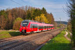 442 734 als S3 39368 von Neumarkt (Oberpf) nach Nürnberg Hbf bei Postbauer-Heng, 16.04.2019