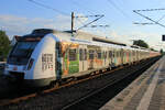 Der Triebwagen 430 148 am 22.08.2022 als  Europacup-Sieger -S-Bahn aus Anlass des Finalsieges von Eintracht Frankfurt als f�hrendes  Fahrzeug in einem Langzug auf der S1 im Bahnhof Rodgau Nieder-Roden