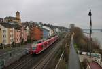 DB Regio S-Bahn Rhein Neckar 425 517-0 am 23.01.21 in Mainz Weisenau von einer Brücke fotografiert 