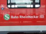 Die neue Seitenaufschrift der S-Bahn RheinNeckar auf einem ET 425 (Karlsruhe Hbf, 25.08.08)