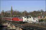 143 596 (9180 6143 596-5) berquert am Morgen des 20.03.2009 mit einer S8 den Harkortsee.