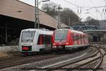 Abellio 648 005 VT 12005 als S7 & DB 422 532-2 als S8 bei der Einfahrt in Wuppertal Hbf, Dezember 2013.