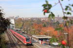 Am 03.11.2015 erreicht ein von 430 560 angeführter 430-Vollzug als S2 Schorndorf-Filderstadt die Station Stuttgart-Österfeld.