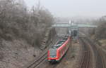 Am 23.01.2020 verlässt ein von 430 550 angeführter Vollzug als S2 Schorndorf-Vaihingen den Haltepunkt Österfeld.