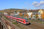 Von 430 067+xxx angeführter Vollzug als S1 Herrenberg-Kirchheim am 27.10.2020 in Oberesslingen.
