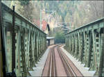 Mit der S41 das Murgtal hinunter -    Fahrt übe die Murgbrücke direkt nach dem Haulertunnel kurz vor Forbach.
