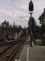 Das Ausfahrts Signal in Langensteinbach Bahnhof.