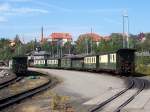 Personenzug mit offenen Aussichtswagen am 15.09.2007 im Betriebsbahnhof Zittau Hbf.